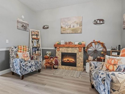 Fireplace, Interior, Wood Texture Flooring