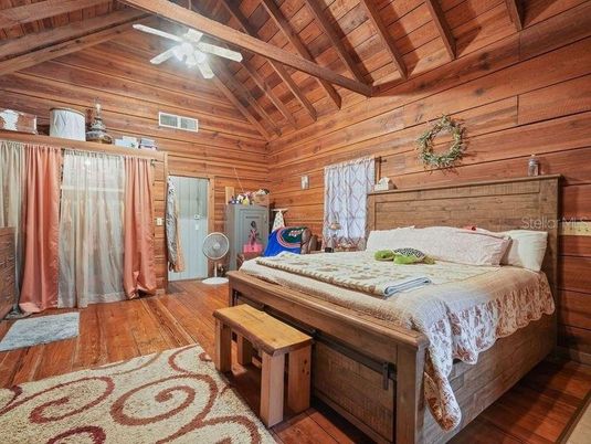 Bedroom, Interior, Wooden Beams, Wooden Ceilings, Wood Texture Flooring, Wooden Walls