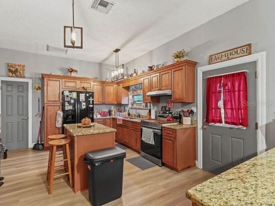 Interior, Kitchen, Pendant Lights, Wood Texture Flooring