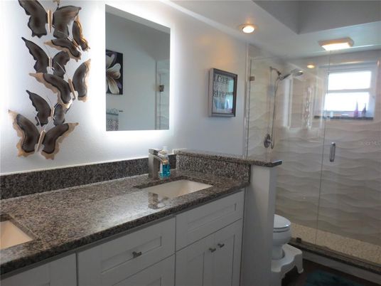 Bathroom, Glass Shower, Interior, Recessed Lighting