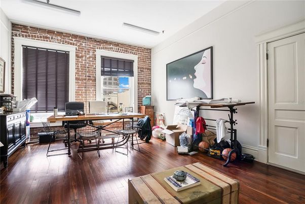 Fitness Equipment, Home Office, Interior, Stone Walls, Wood Texture Flooring