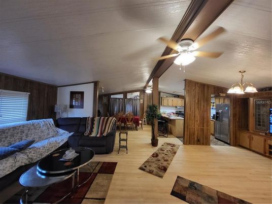 Dining room, Interior, Kitchen, Living room, Stainless Steel Appliances, Wood Texture Flooring