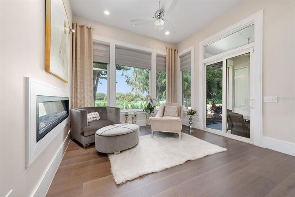 Interior, Living room, Recessed Lighting, Wood Texture Flooring