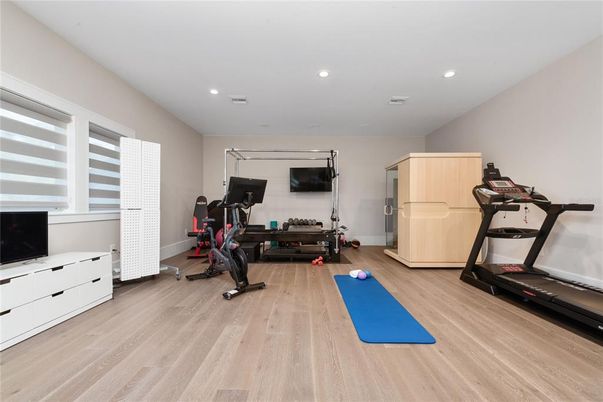 Fitness Equipment, Interior, Recessed Lighting, Wood Texture Flooring