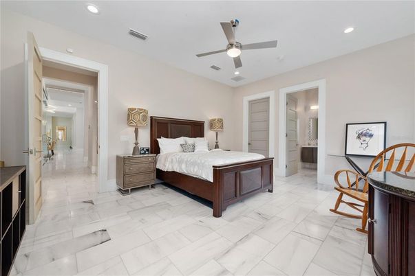 Bedroom, Interior, Marble, Recessed Lighting