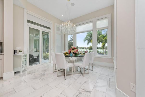 Chandelier, Dining room, Interior, Marble, Recessed Lighting