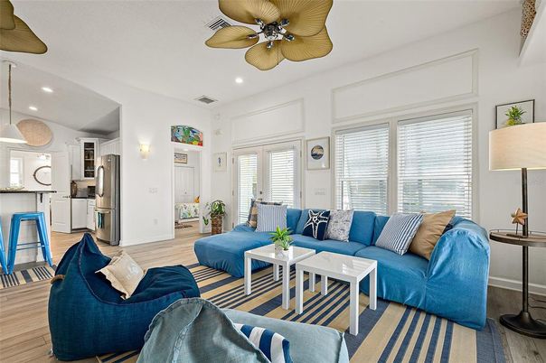 Interior, Kitchen, Living room, Pendant Lights, Recessed Lighting, Stainless Steel Appliances, Wood Texture Flooring