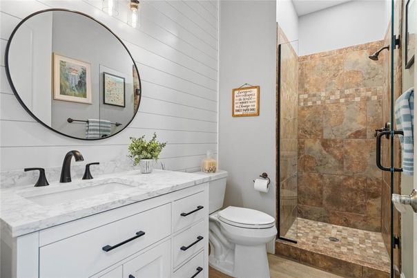 Bathroom, Dual Sink Vanities, Glass Shower, Interior