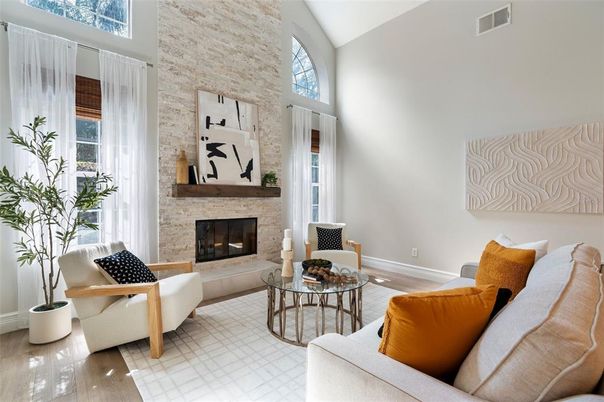 Fireplace, Interior, Living room, Stone Walls