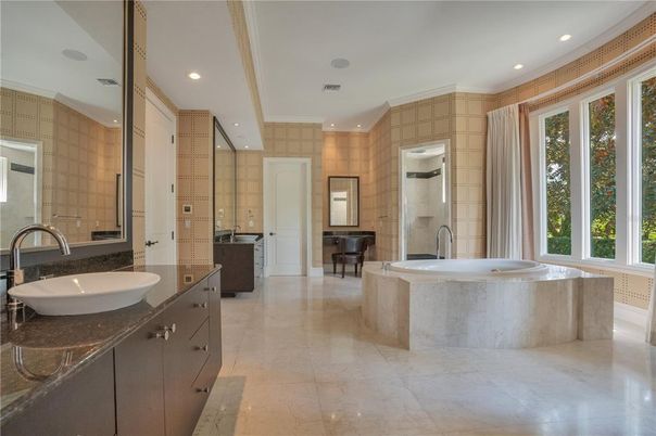 Bathroom, Dual Sink Vanities, Glass Shower, Interior, Recessed Lighting