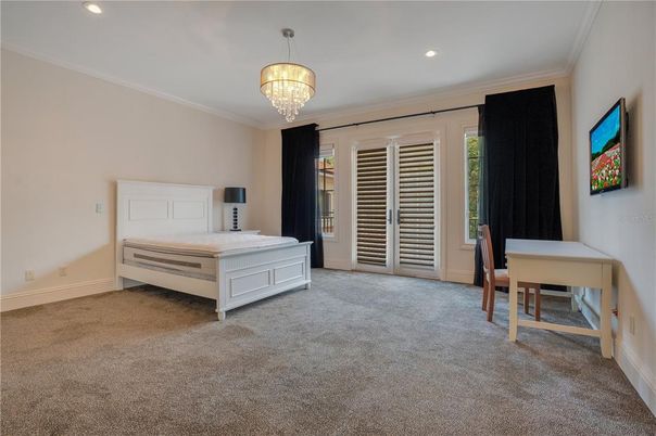 Bedroom, Chandelier, Interior, Recessed Lighting