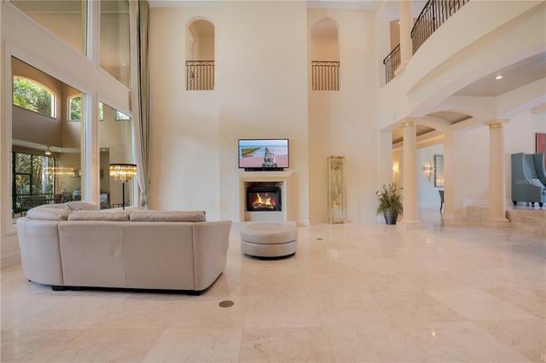 Fireplace, Interior, Living room, Recessed Lighting