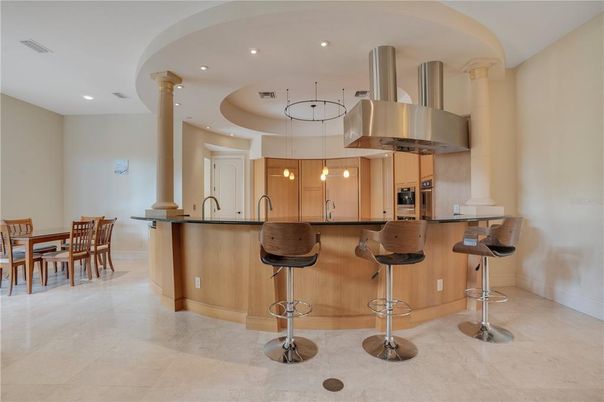Dining room, Interior, Kitchen, Pendant Lights, Recessed Lighting, Stainless Steel Appliances