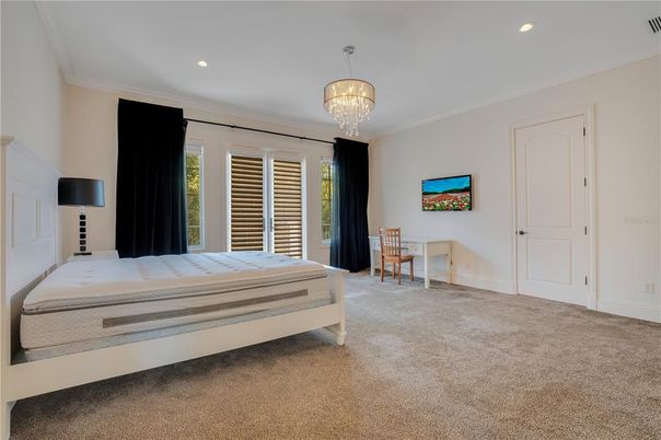 Bedroom, Chandelier, Interior, Recessed Lighting