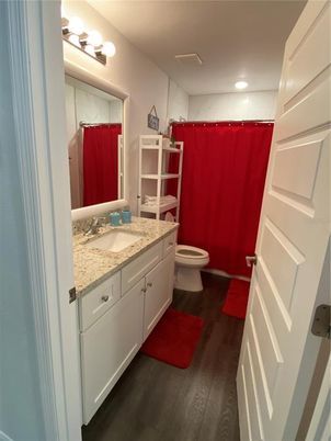Bathroom, Interior, Recessed Lighting, Wood Texture Flooring