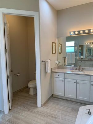 Bathroom, Dual Sink Vanities, Interior, Wood Texture Flooring