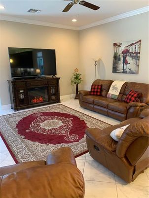 Fireplace, Interior, Living room, Marble, Recessed Lighting