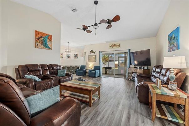 Interior, Living room, Pendant Lights, Wood Texture Flooring