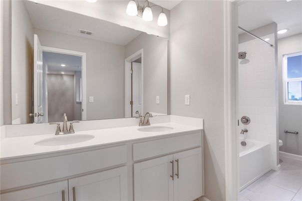 Bathroom, Dual Sink Vanities, Glass Shower, Interior, Recessed Lighting