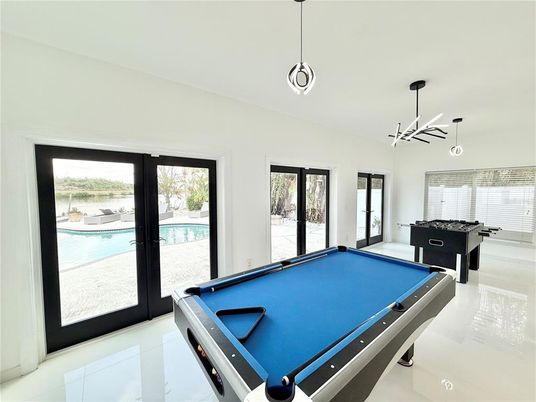 Billiard Table, Game Room, Interior, Pendant Lights