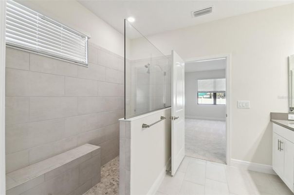 Bathroom, Glass Shower, Interior, Recessed Lighting