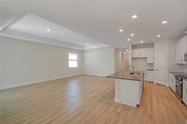 Interior, Kitchen, Recessed Lighting, Wood Texture Flooring