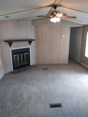 Empty room, Fireplace, Interior, Wooden Walls