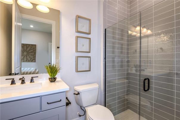 Bathroom, Glass Shower, Interior, Recessed Lighting