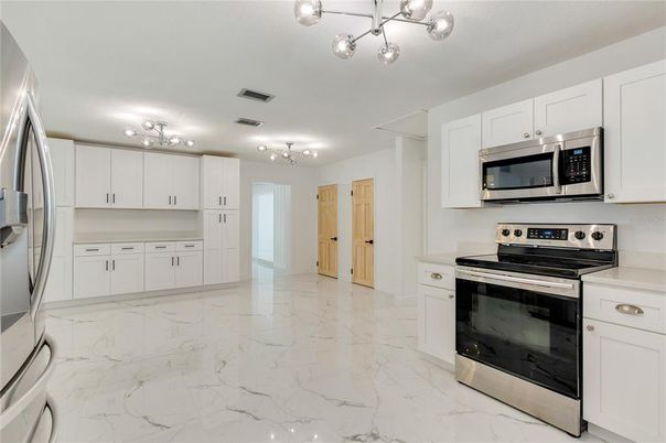 Interior, Kitchen, Marble, Stainless Steel Appliances