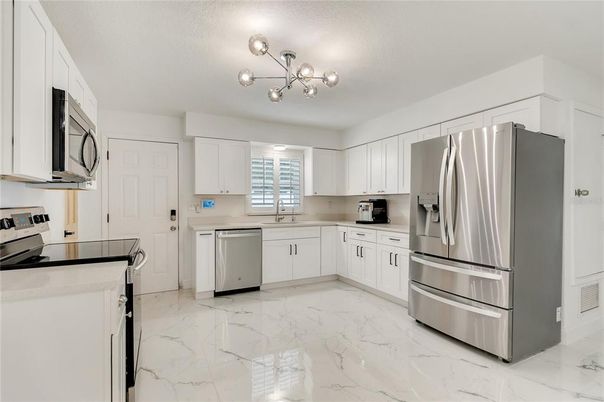 Interior, Kitchen, Marble, Stainless Steel Appliances