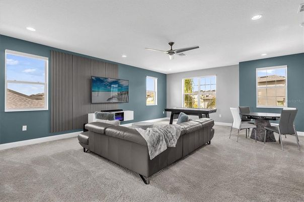 Dining room, Game Room, Interior, Living room, Recessed Lighting