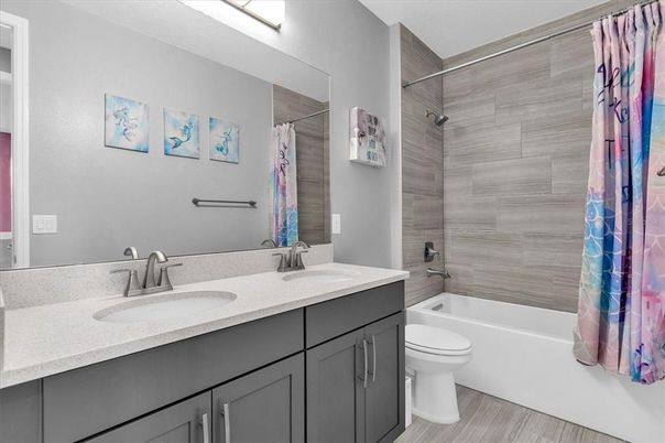 Bathroom, Dual Sink Vanities, Interior, Wood Texture Flooring