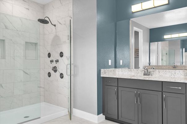 Bathroom, Glass Shower, Interior, Marble Walls