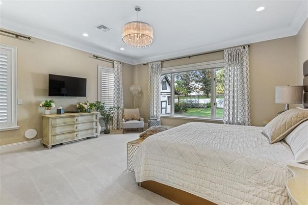 Bedroom, Chandelier, Interior, Recessed Lighting