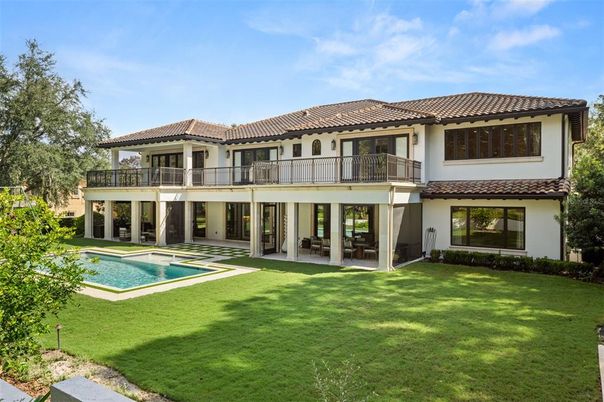 Backyard, Exterior, Facade, Pool, Mediterranean