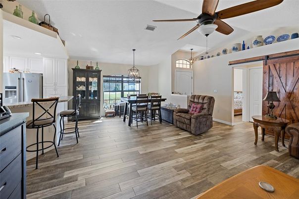 Chandelier, Dining room, Interior, Kitchen, Pendant Lights, Wood Texture Flooring