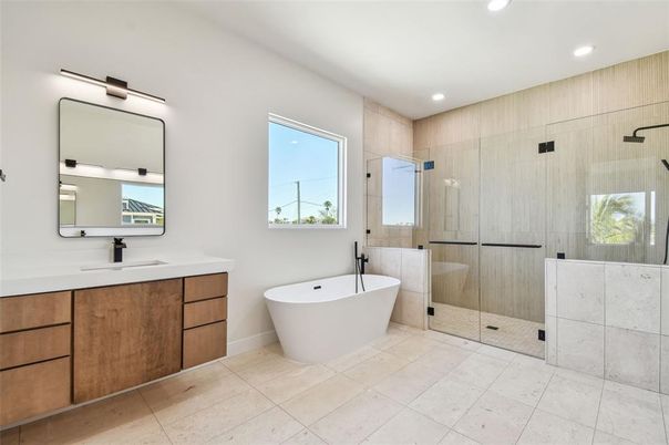 Bathroom, Dual Sink Vanities, Free Standing Baths, Glass Shower, Interior, Recessed Lighting