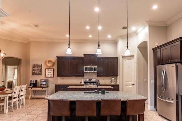 Interior, Kitchen, Pendant Lights, Recessed Lighting, Stainless Steel Appliances