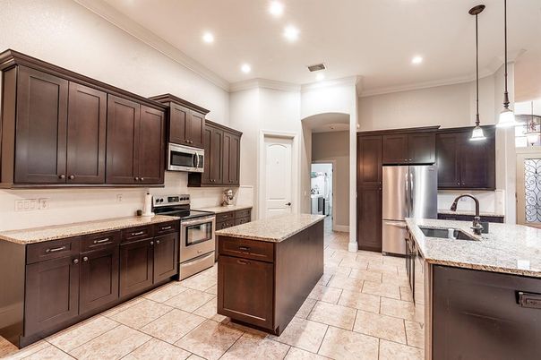 Interior, Kitchen, Pendant Lights, Recessed Lighting, Stainless Steel Appliances