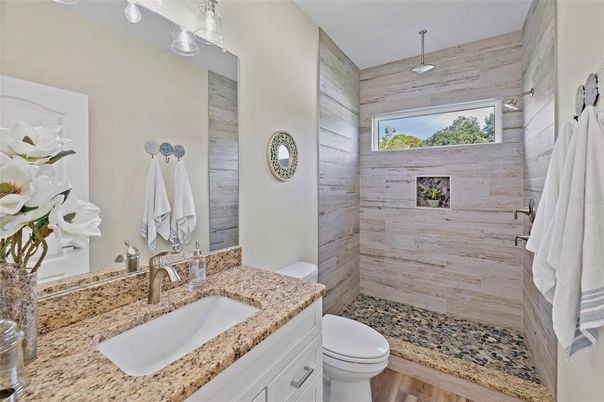 Bathroom, Interior, Wood Texture Flooring, Wooden Walls