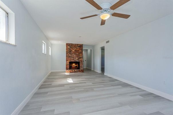 Empty room, Fireplace, Interior, Wood Texture Flooring