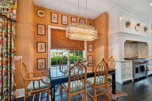 Chandelier, Dining room, Interior, Wood Texture Flooring
