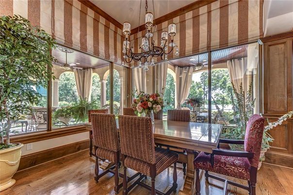 Chandelier, Dining room, Interior, Wood Texture Flooring