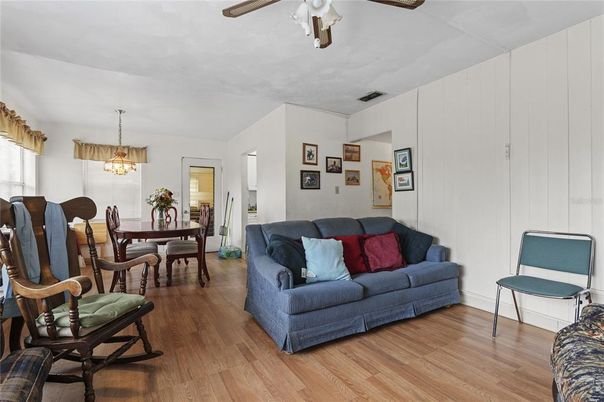 Dining room, Interior, Living room, Pendant Lights, Wood Texture Flooring