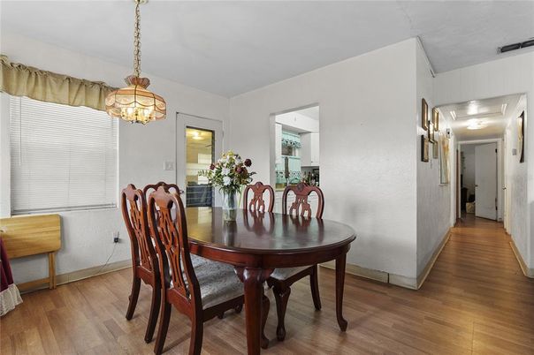 Chandelier, Dining room, Interior, Pendant Lights, Wood Texture Flooring