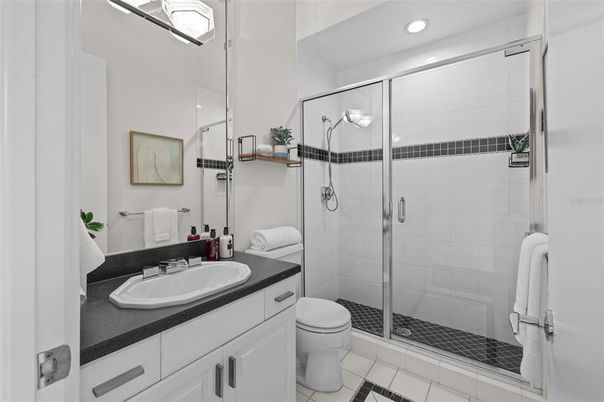 Bathroom, Glass Shower, Interior, Recessed Lighting