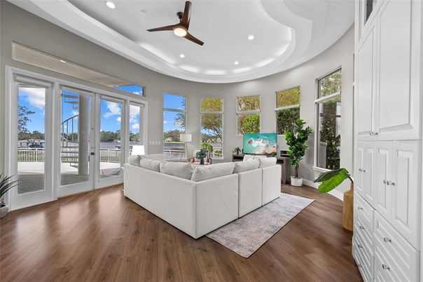 Interior, Living room, Recessed Lighting, Wood Texture Flooring