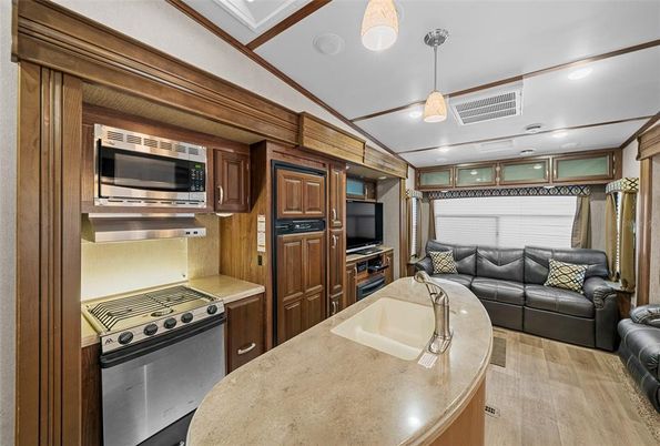 Interior, Kitchen, Living room, Pendant Lights, Recessed Lighting, Stainless Steel Appliances, Wood Texture Flooring
