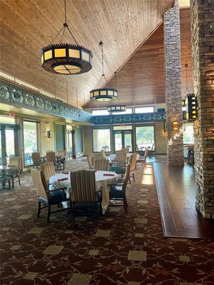 Dining room, Fireplace, Interior, Pendant Lights, Stone Walls, Wooden Ceilings, Wood Texture Flooring, Wooden Walls