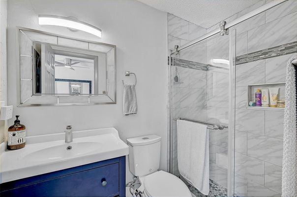 Bathroom, Glass Shower, Interior, Marble Walls